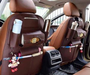 Car Back Seat Leather Storage