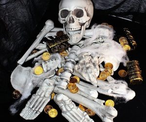 Box of Skeleton Bones and Skull