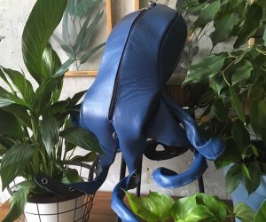 Blue Leather Octopus Backpack