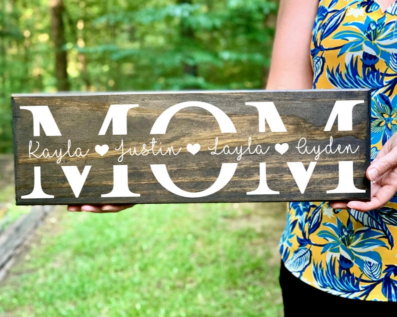Personalized Mom Wooden Sign
