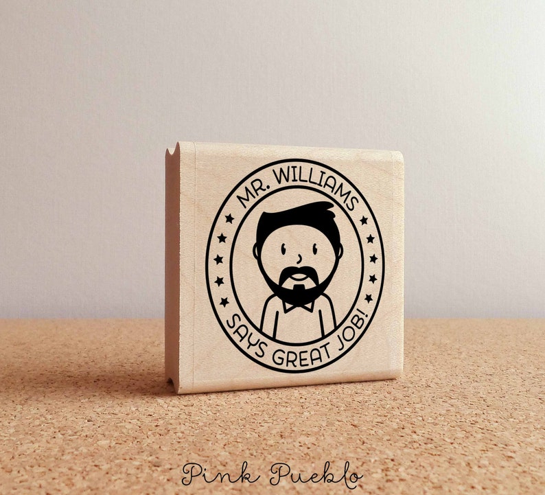 Personalized Male Teacher Rubber Stamp