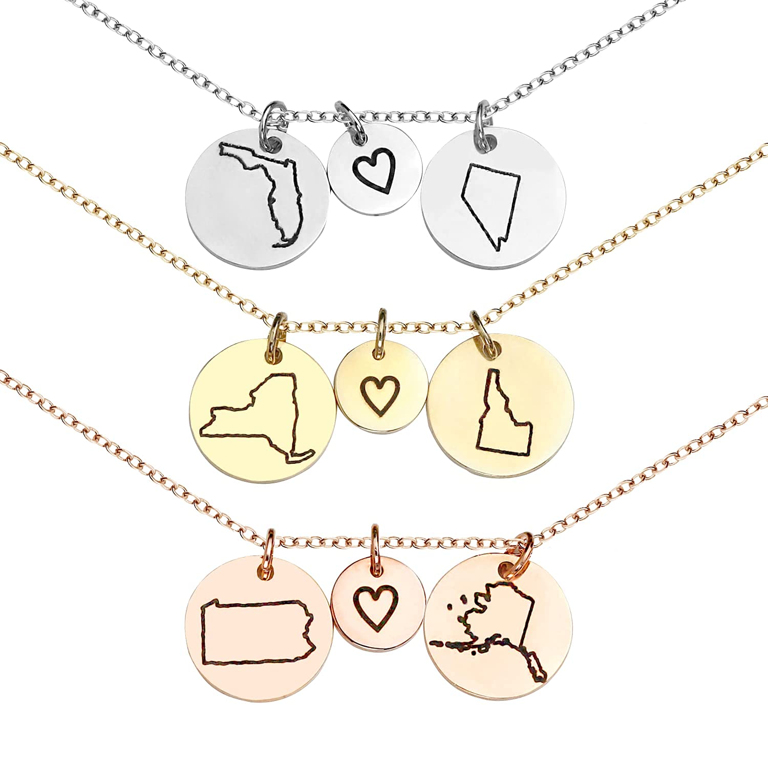 Personalized Long Distance Necklaces