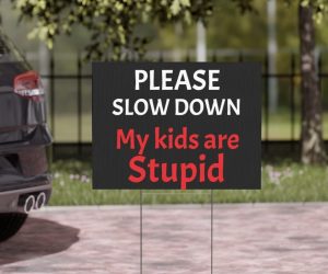 Slow Down My Kids Are Stupid Yard Sign